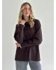 Лонгслів з білим кантом коричневий, onesize