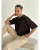 Футболка з білим кантом коричнева, onesize
