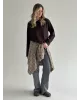 Лонгслів з білим кантом коричневий, onesize
