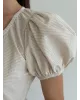 Сукня котон тонка смужка на ґудзиках беж / молоко
