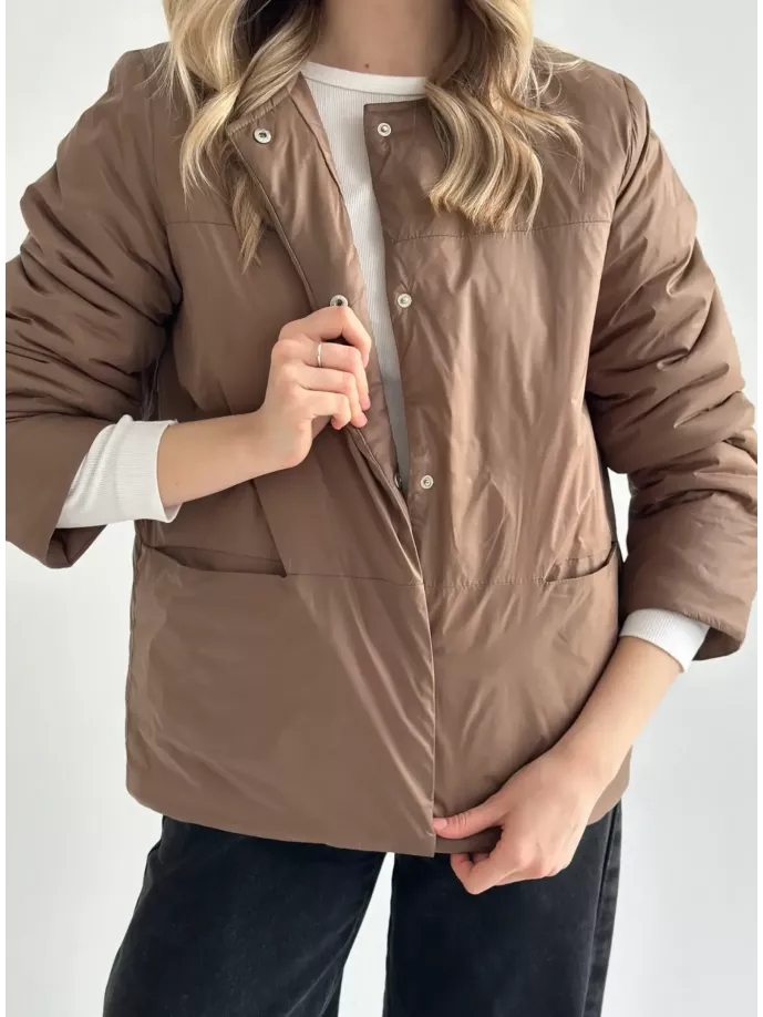 Куртка демісезонна на кнопках коричнева “onesize”