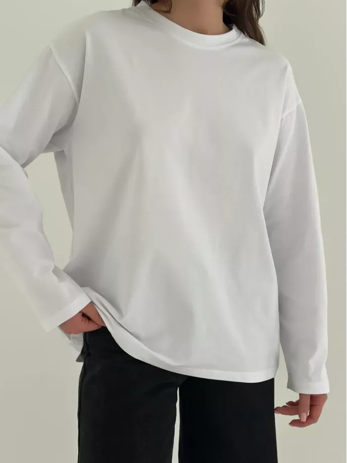 Лонгслів з білим кантом білий, onesize