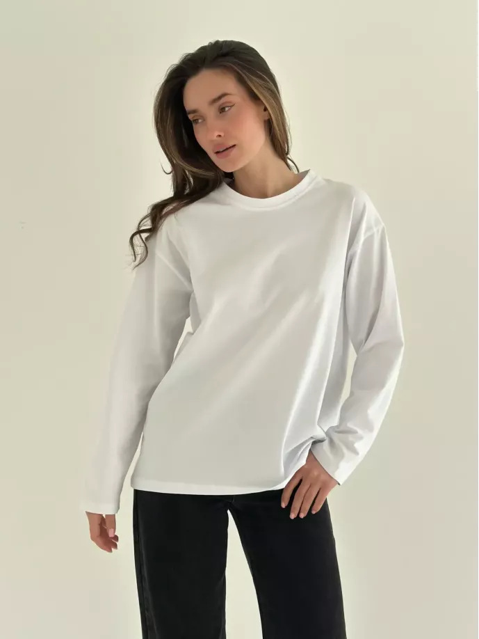 Лонгслів з білим кантом білий, onesize