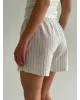 Костюм смужка тонка котон Сорочка та Шорти молоко/чорний