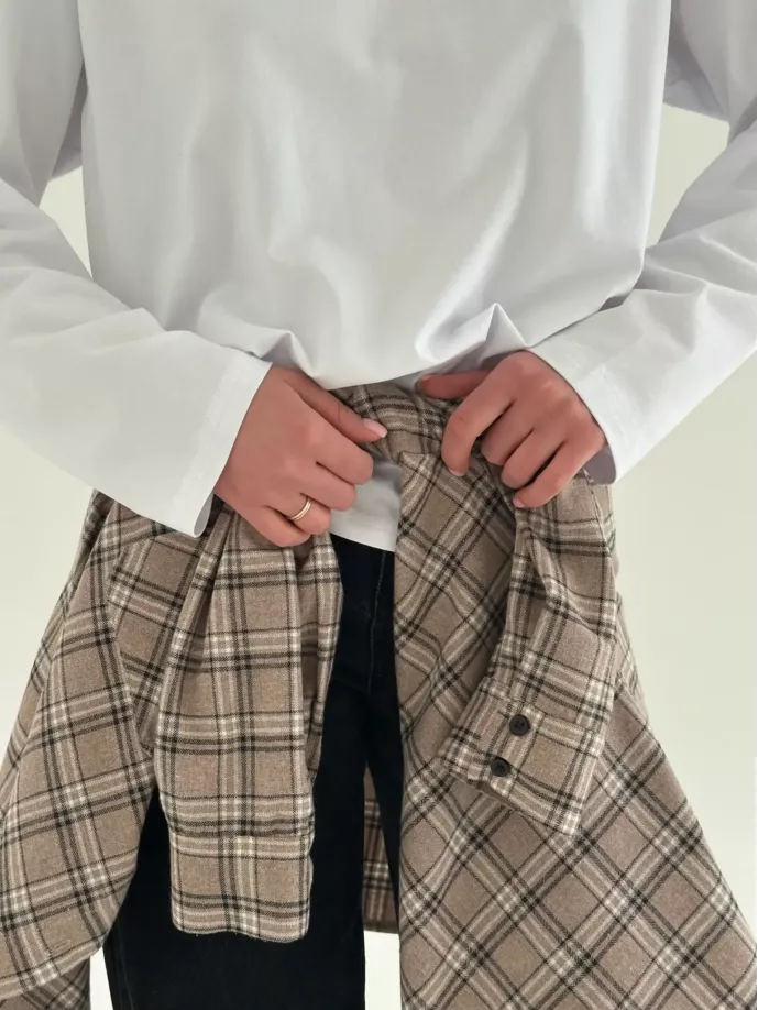 Лонгслів з білим кантом білий, onesize