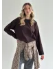 Лонгслів з білим кантом коричневий, onesize