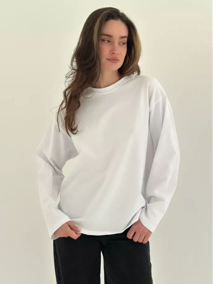 Лонгслів з білим кантом білий, onesize