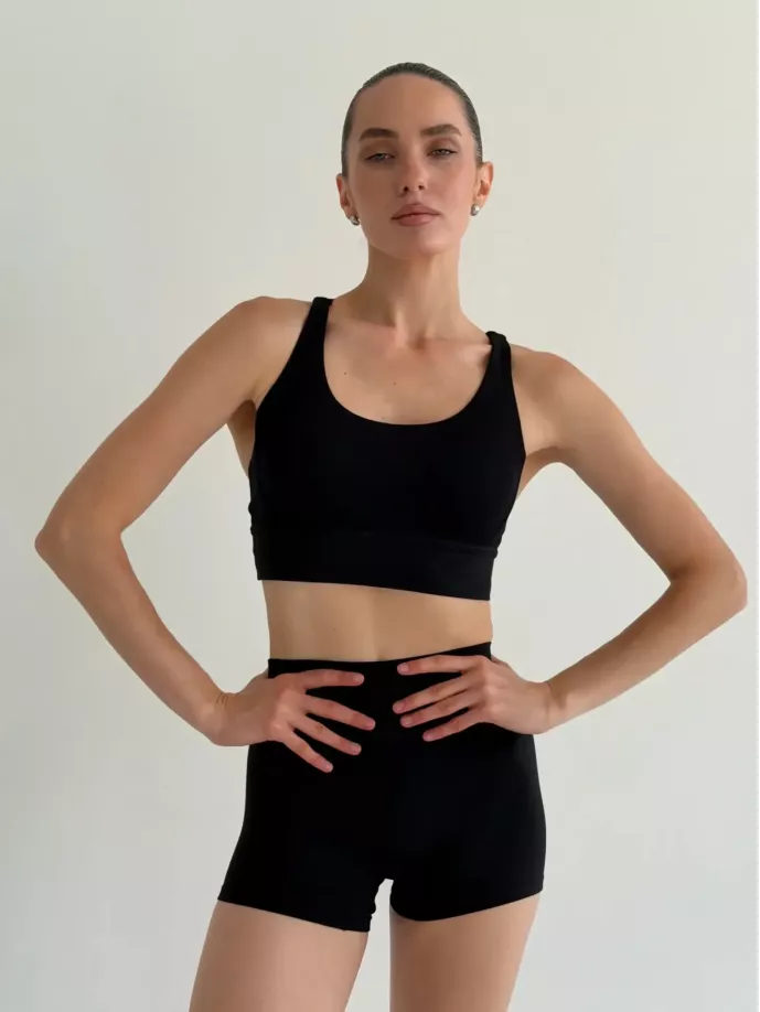 Yoga топ з перехресними бретелями чорний