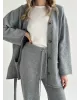 Комплект в’язаний кардиган з поясом та штани сірий, onesize