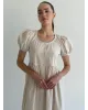 Сукня котон тонка смужка на ґудзиках беж / молоко