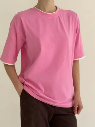 Футболка з білим кантом рожева, onesize