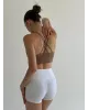 Yoga топ з перехресними бретелями капучино