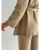 Комплект в’язаний кардиган з поясом та штани бежевий, onesize