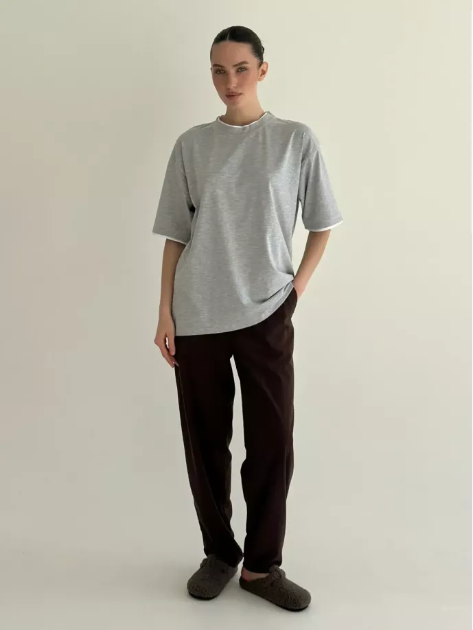 Футболка з білим кантом сіра, onesize