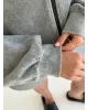 Костюм велюр-спорт кофта блискавці та шорти з лампасами сірий/ меланж