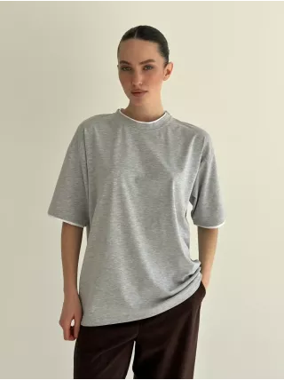 Футболка з білим кантом сіра, onesize