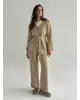 Комплект в’язаний кардиган з поясом та штани бежевий, onesize