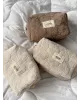 Косметичка середня махра жакард з квітами колір бежевий