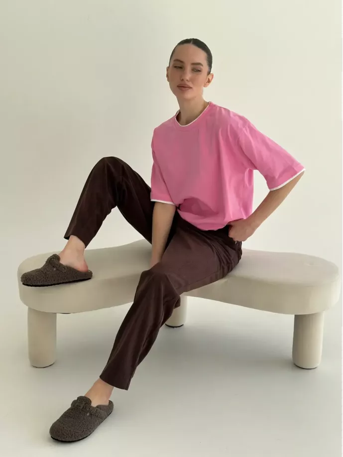 Футболка з білим кантом рожева, onesize