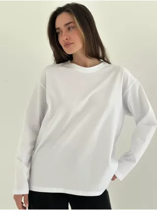 Лонгслів з білим кантом білий, onesize
