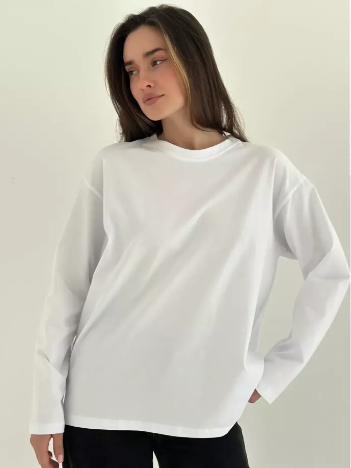 Лонгслів з білим кантом білий, onesize