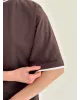 Футболка з білим кантом коричнева, onesize