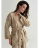 Комплект в’язаний кардиган з поясом та штани бежевий, onesize