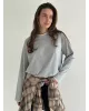 Лонгслів з білим кантом сірий, onesize