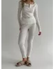 Комплект лонгслів зі стійкою та лосини трикотаж вафельний молочний