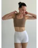 Yoga топ з перехресними бретелями капучино