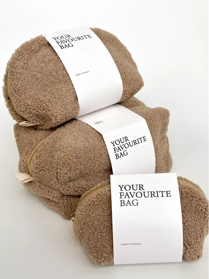 Косметичка TEDDY коричневого кольору середня трикутна