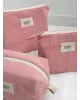 Косметичка середня квадрат вельвет рожева