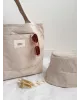 Шопер вельветовий з кишенькою бежевий