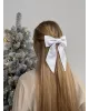 Бант для волосся білий атлас